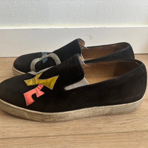 Christian Louboutin Applique Love Black Suede Loafers Slip on Sneakers 43 US 10 - Picture 4 of 16